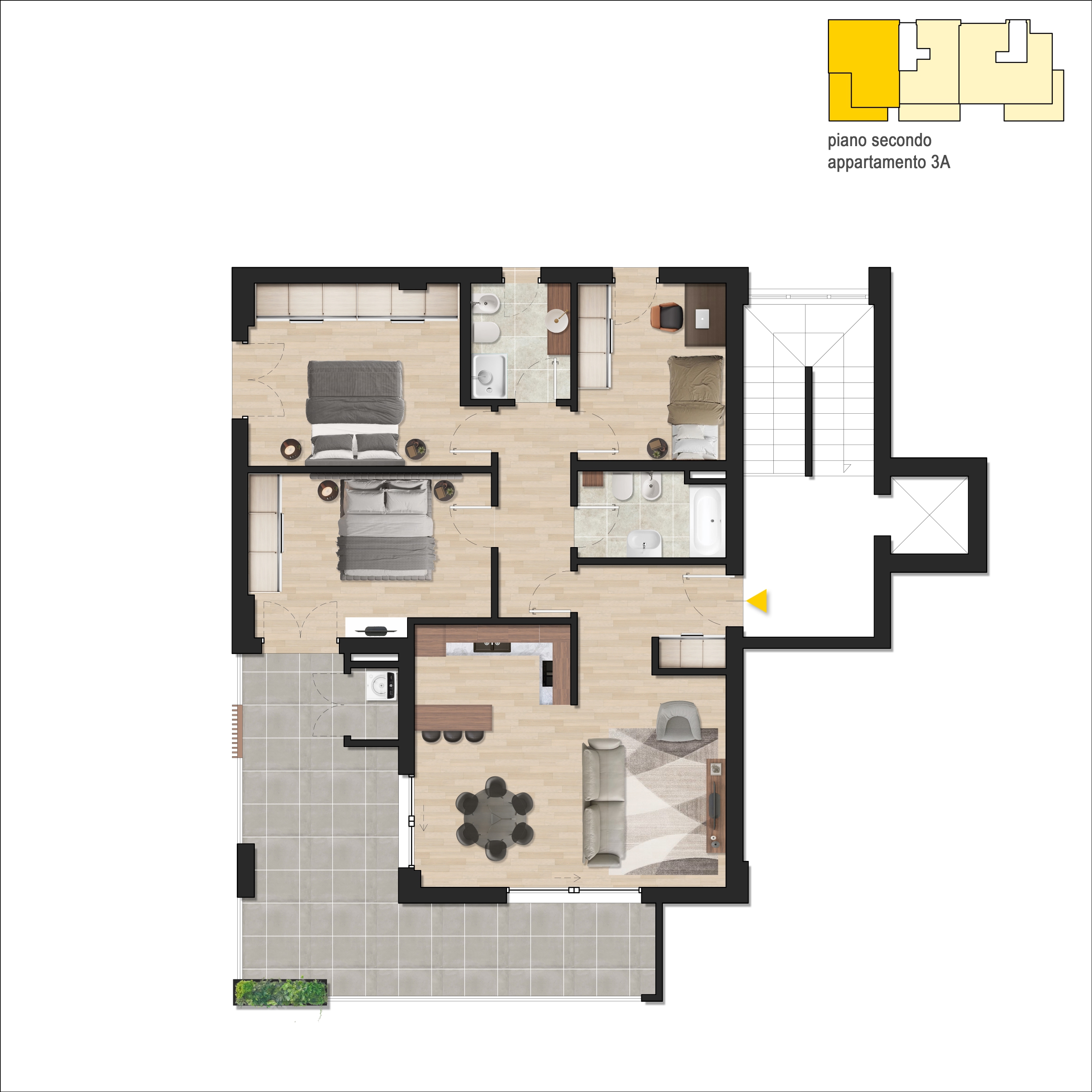 planimetria Residenza del Sole Corciano appartamento 3a